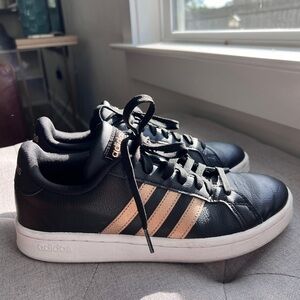 Adidas Black and Gold Grand Court Cloudfoam (F36486)